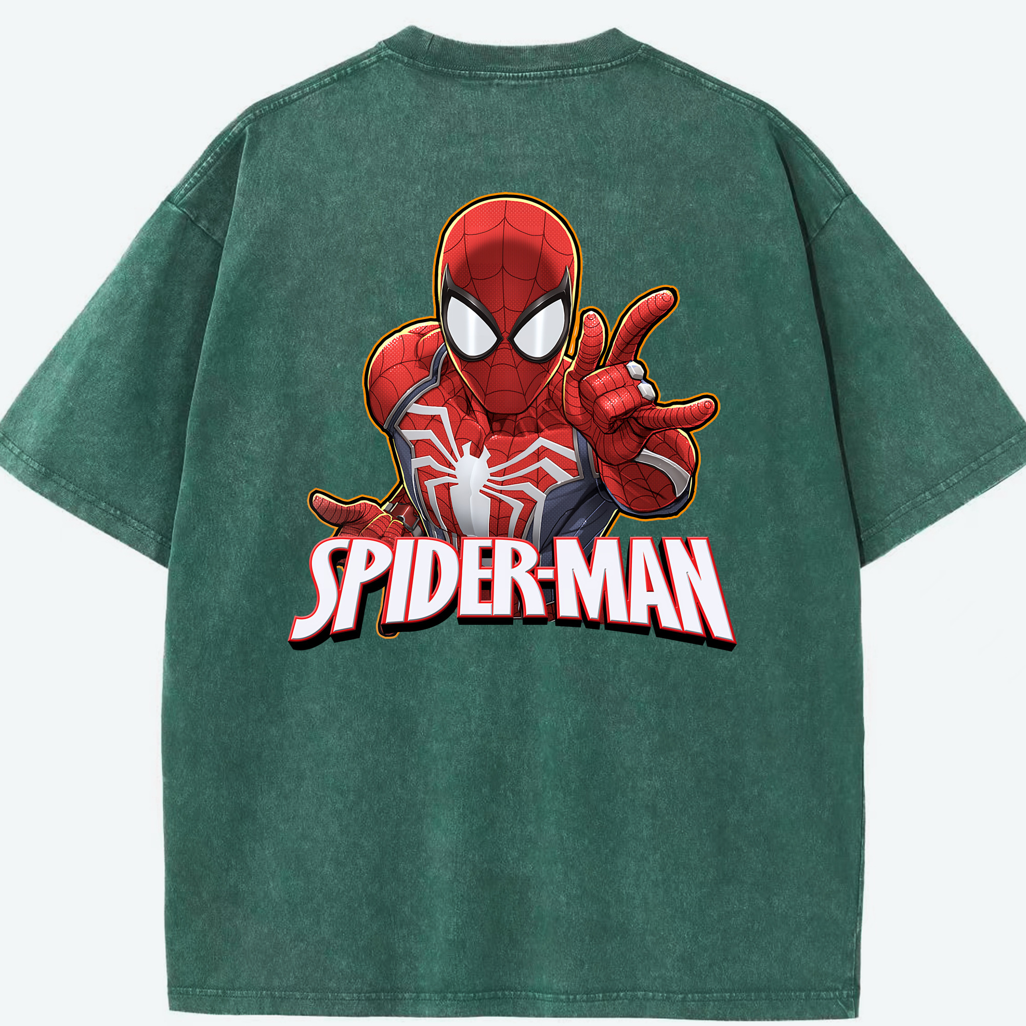 （画像用） Spider Man スパイダーマン 綿100% ヴィンテージ風 半袖Tシャツ（背面プリント）